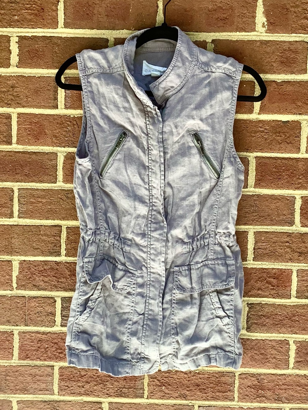 EUC Caslon Light Gray Linen Utility Vest Adjsutable Cinch Waist S Nordstrom